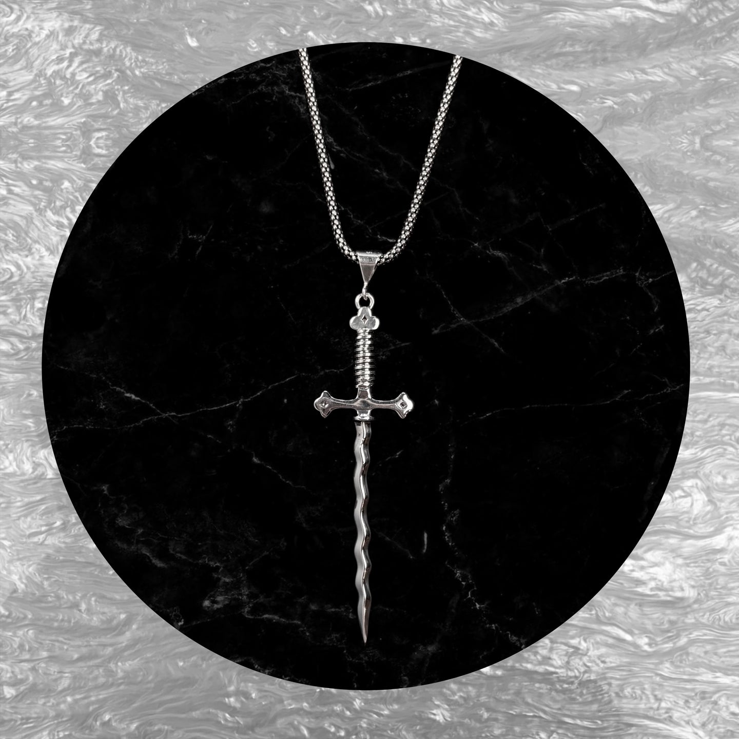 Silver Wavy Sword Necklace